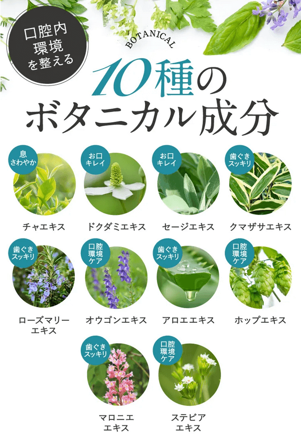 シロハは10種のボタニカル成分