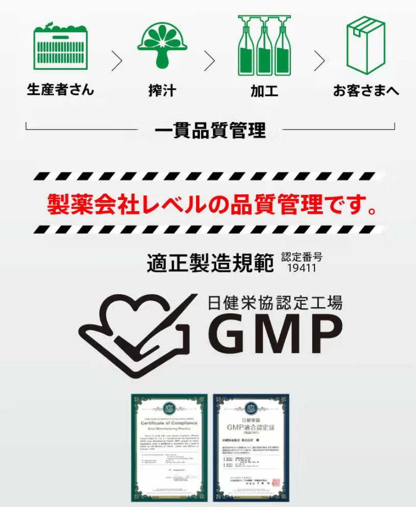 青切りシークヮーサー100はGMP認定工場で生産