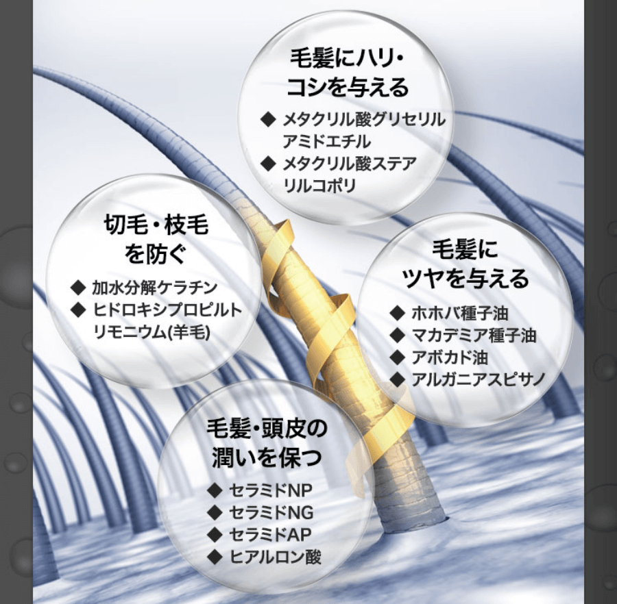 パレスパークリングシャンプーは12種の毛髪ケア成分