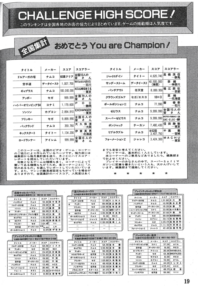 ハイスコア集計店マッピングプロジェクト マイコンベーシックマガジン1984年10月号 小人閑居して不善を為す Chapter3