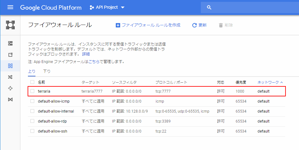 f:id:annykyon:20180703170355p:plain ファイアーウォールルールを作成
