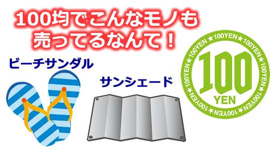 100均でビーチサンダルや車のサンシェードを売ってるの知ってた？のタイトル画像