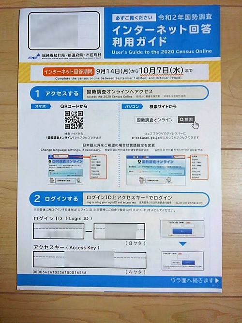 国勢調査のインターネット回答利用ガイドの写真画像