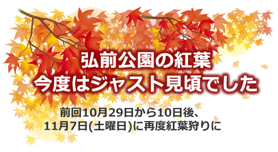 「2020年 弘前公園の紅葉 今度は見頃でした」タイトル画像