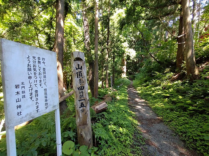 岩木山登山道百沢コースの入り口案内板