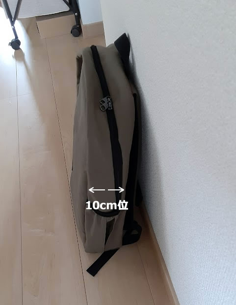 ワークマンのリュック_横の厚み(幅)