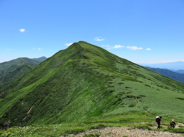 狐穴小屋～竜門山避難小屋間の寒江山への登りアップダウン