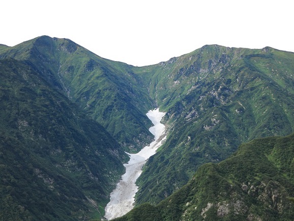 石転び沢の雪渓