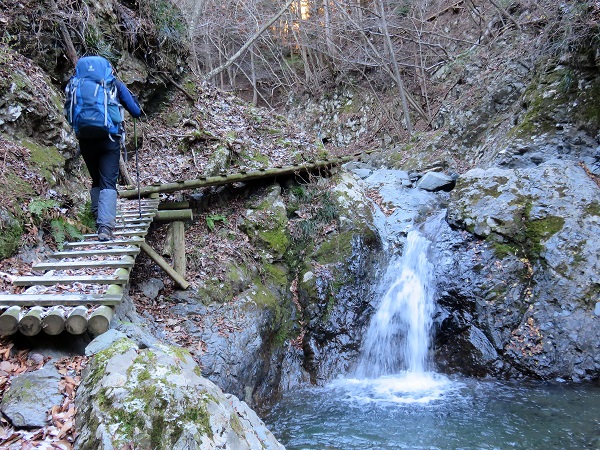 境沢林道登山者