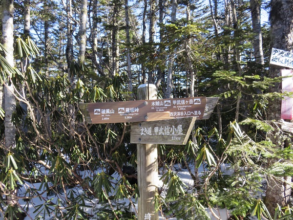 f:id:aohige0718:20161218175622j:plain 雁坂峠方面への分岐