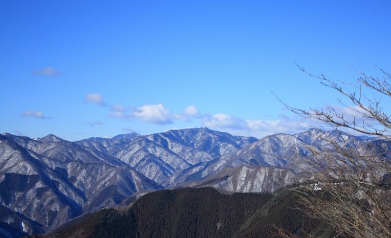 川苔山の山頂からの雲取山の景色