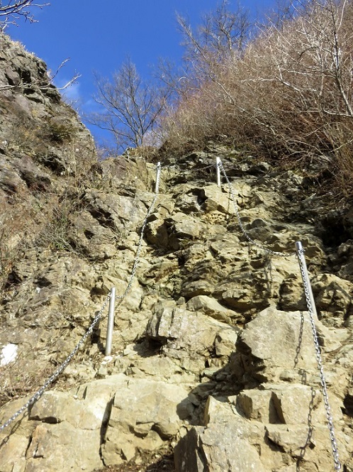 行者ヶ岳の鎖場