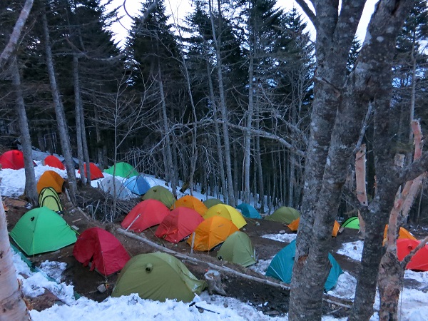 甲武信小屋のテント場も凄い混雑
