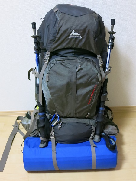 奥秩父縦走の４泊５日のテント泊装備ザックは75L