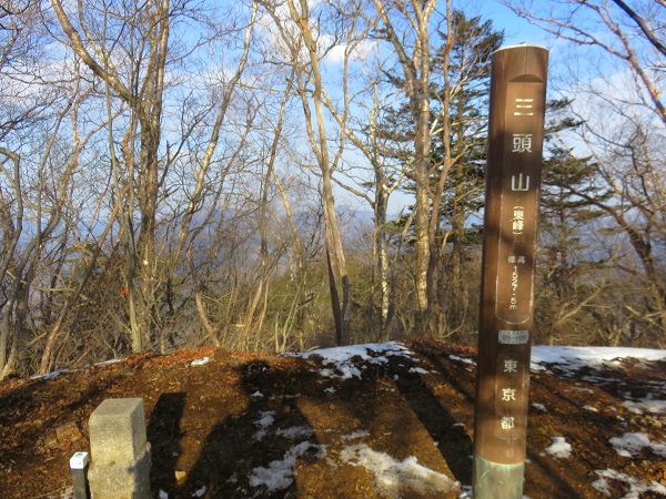 f:id:aohige0718:20170305171517j:plain 三頭山東峰山頂