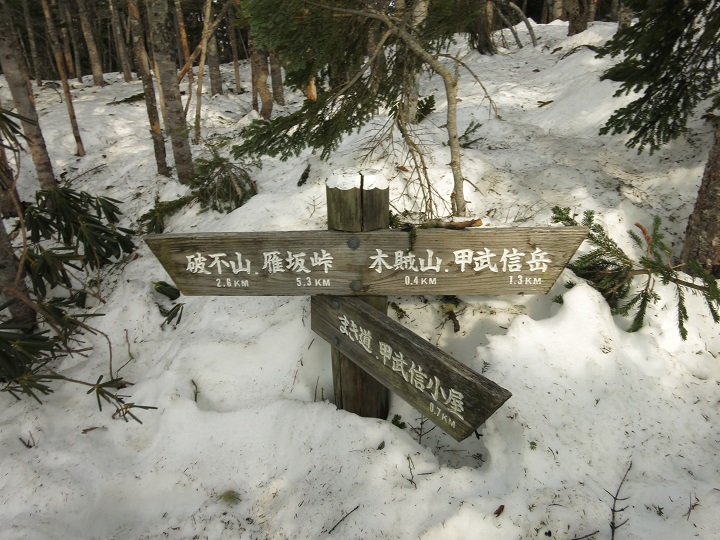 甲武信小屋から木賊山の巻き道
