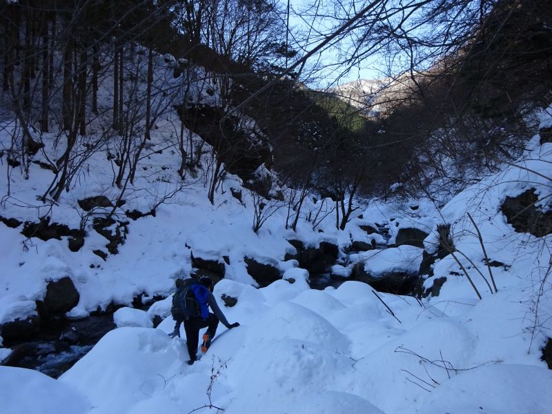 積雪期早戸大滝と市原新道界隈を歩いた時の様子