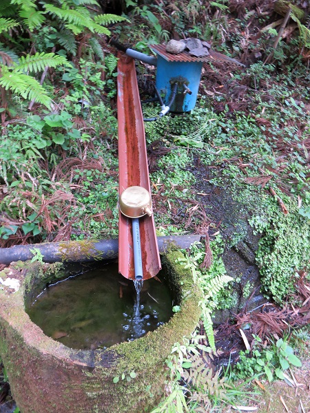 果無峠登山口の立派な水場
