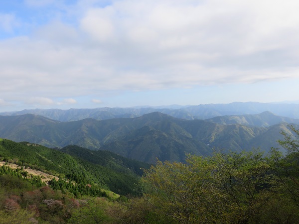 果無山脈から三浦峠に伯母子岳景色