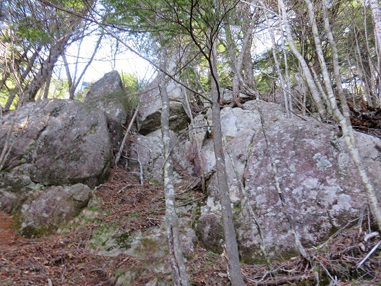 八幡尾根ルート上に岩場