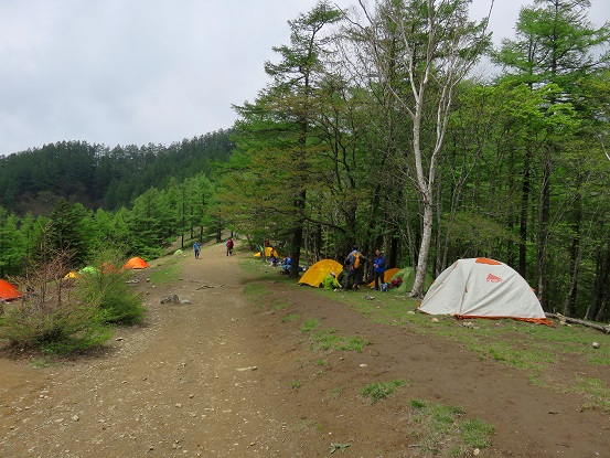 奥多摩小屋のテント場の様子