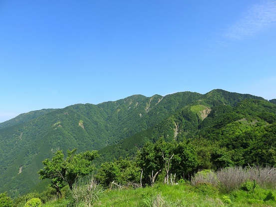 烏尾山から見る丹沢表尾根終着地点塔ノ岳方面