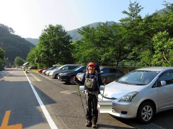 留浦無料駐車場でテント泊初心者と合流