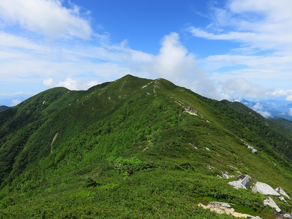 越百山の景色が小さくなった様子