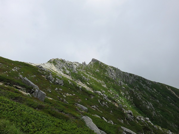 南駒ヶ岳周辺のアップダウンな登山ルートの様子