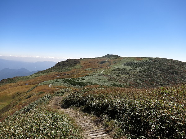 f:id:aohige0718:20170826161544j:plain 朝日岳ジャンクションピークなだらかな道のり