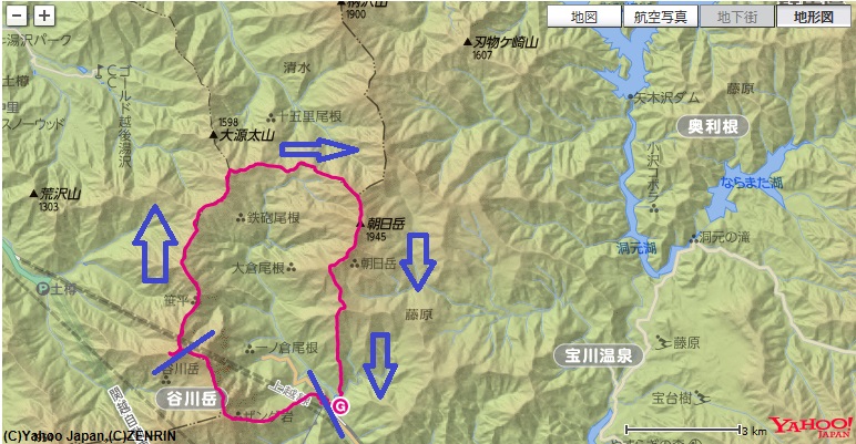 f:id:aohige0718:20170826162940j:plain 谷川岳馬蹄形コース・高低差(武能岳~蓬ヒュッテ~朝日岳~白毛門)