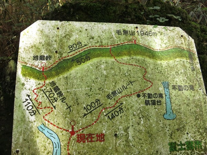 毛無山登山ルートと、地蔵峠ルートの分岐
