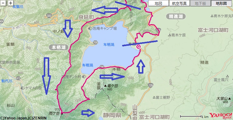 中ノ倉山～佛峠～御飯峠雨ヶ岳北尾根・本栖湖までの登山ルート