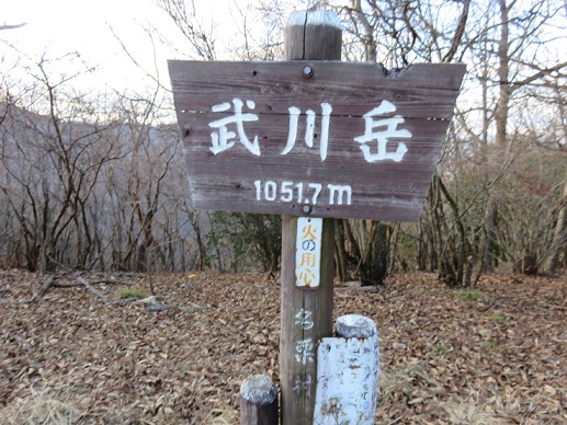 武川岳(標高1,051.7ｍ）山頂