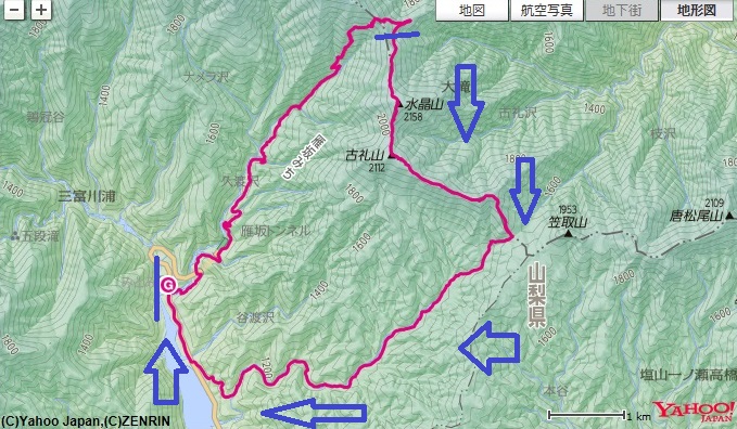 f:id:aohige0718:20171129125846j:plain 雁坂峠~水晶山~古礼山~燕山~雁峠~道の駅みとみまでの登山コース