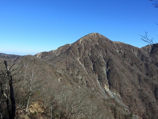 臼ヶ岳付近からの蛭ヶ岳の写真