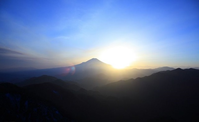 丹沢富士山と日没