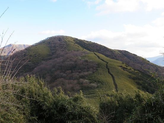うぐいす茶屋から目指す明神ヶ岳へ至る稜線