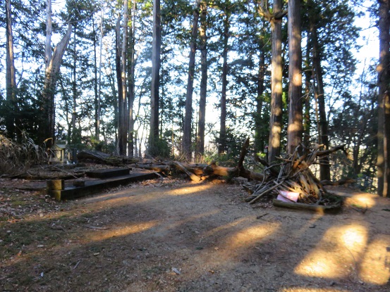 f:id:aohige0718:20180108171807j:plain さわらびの湯へのルート上ある金比羅神社の跡