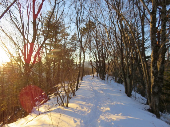 カチカチ山雪の尾根道