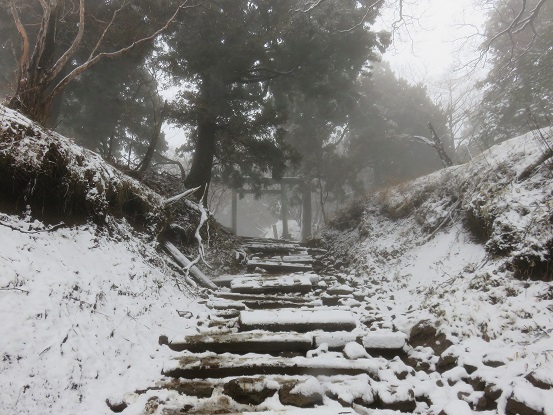 大山山頂の手前にある鳥居