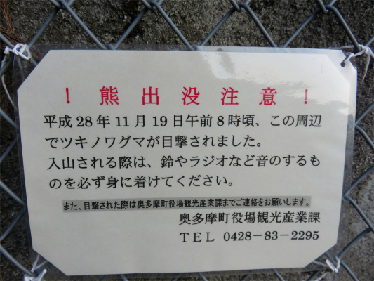 六ツ石山周辺でツキノワグマの出没