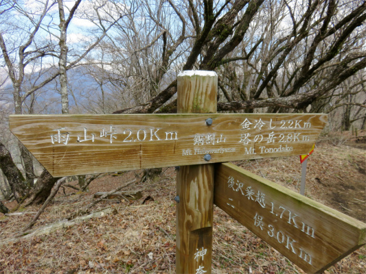 f:id:aohige0718:20180410233918j:plain 雨山峠分岐