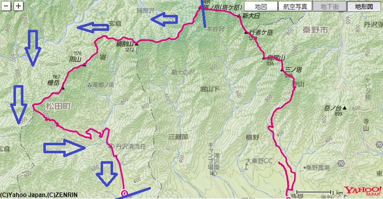 f:id:aohige0718:20180410235945j:plain コース・標高差塔ノ岳鍋割山~鍋割峠~雨山峠~雨山~檜岳~伊勢沢ノ頭~寄バス停