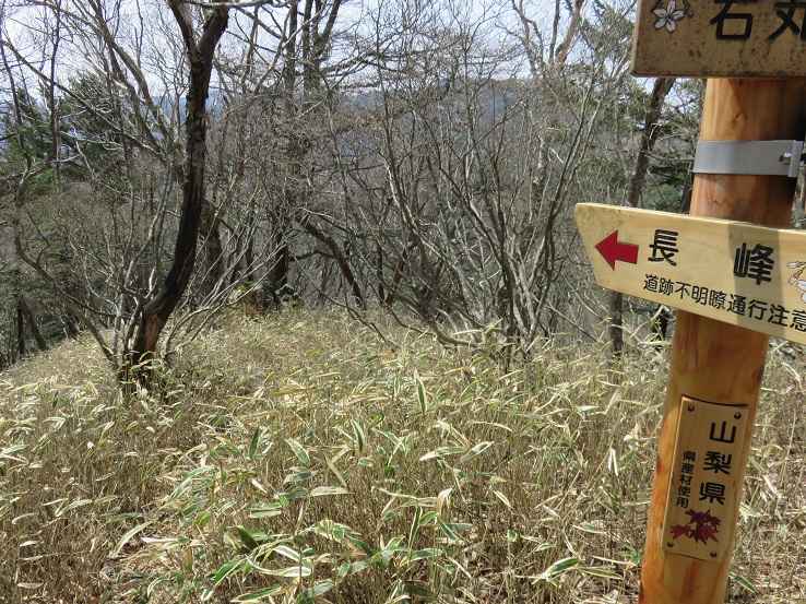 長峰への縦走路への分岐