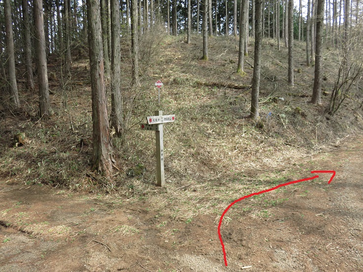 鶴峠と奈良倉山への分岐