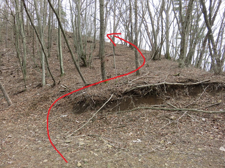 尾根の末端が西原峠
