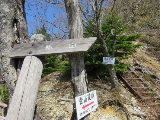 弥山方面と迷ヶ岳方面分岐
