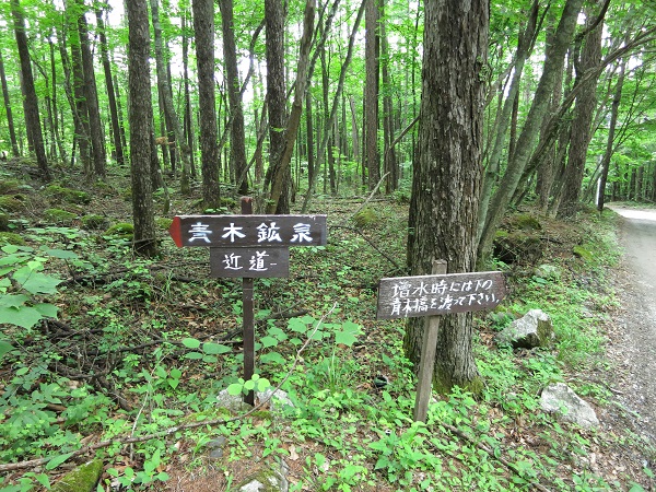 青木鉱泉近道看板