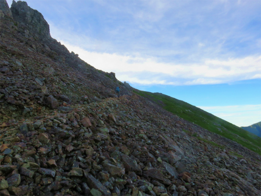 f:id:aohige0718:20180816172355j:plain 赤石岳滑落の危険個所落石に注意
